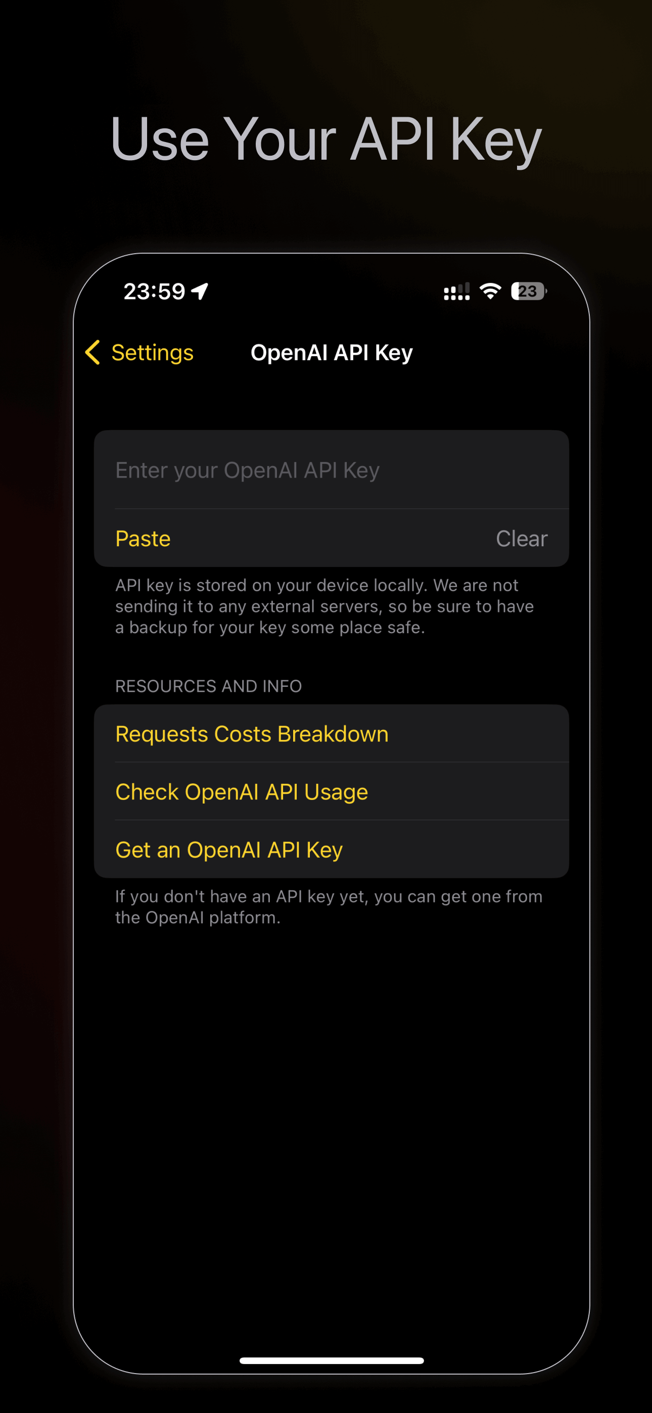 use your API key