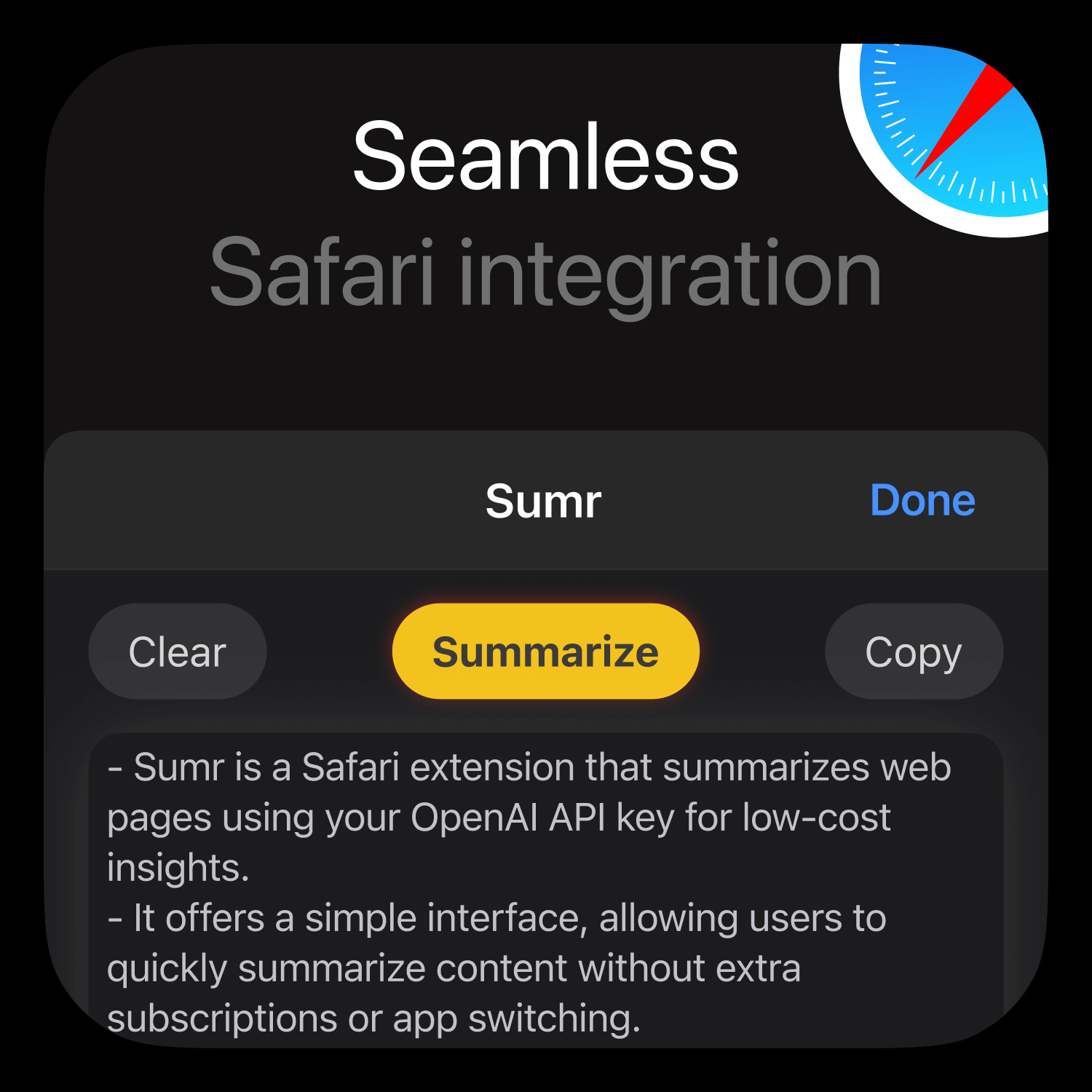 seamlessly works in Safari