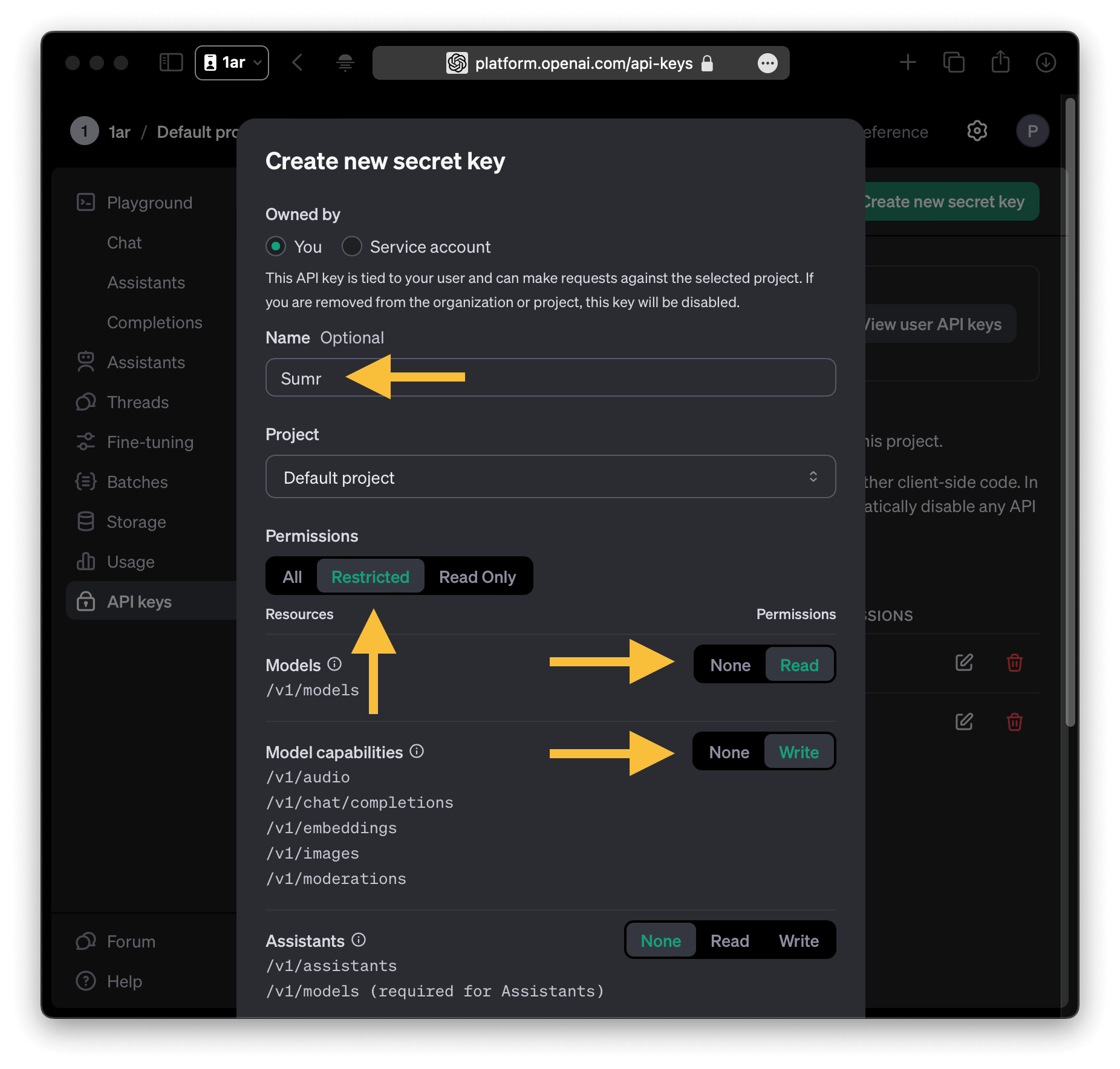 required permissions